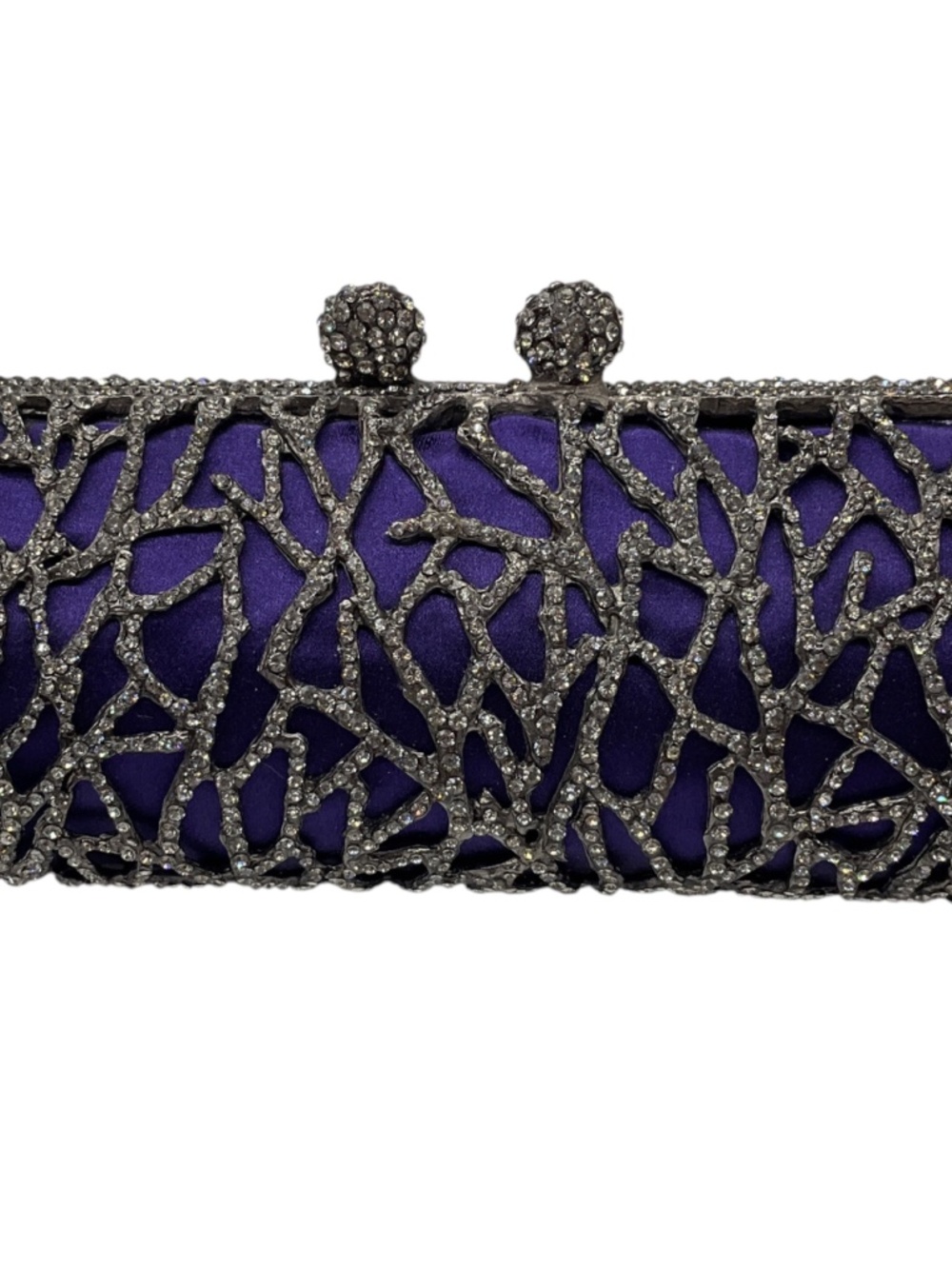 RALPH LAUREN COLLECTION PURPLE CRYSTAL EMBELLISHED MINAUDIERE EVENING BAG MINI C